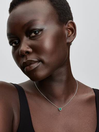 Collier Cœur Vert Surélevé