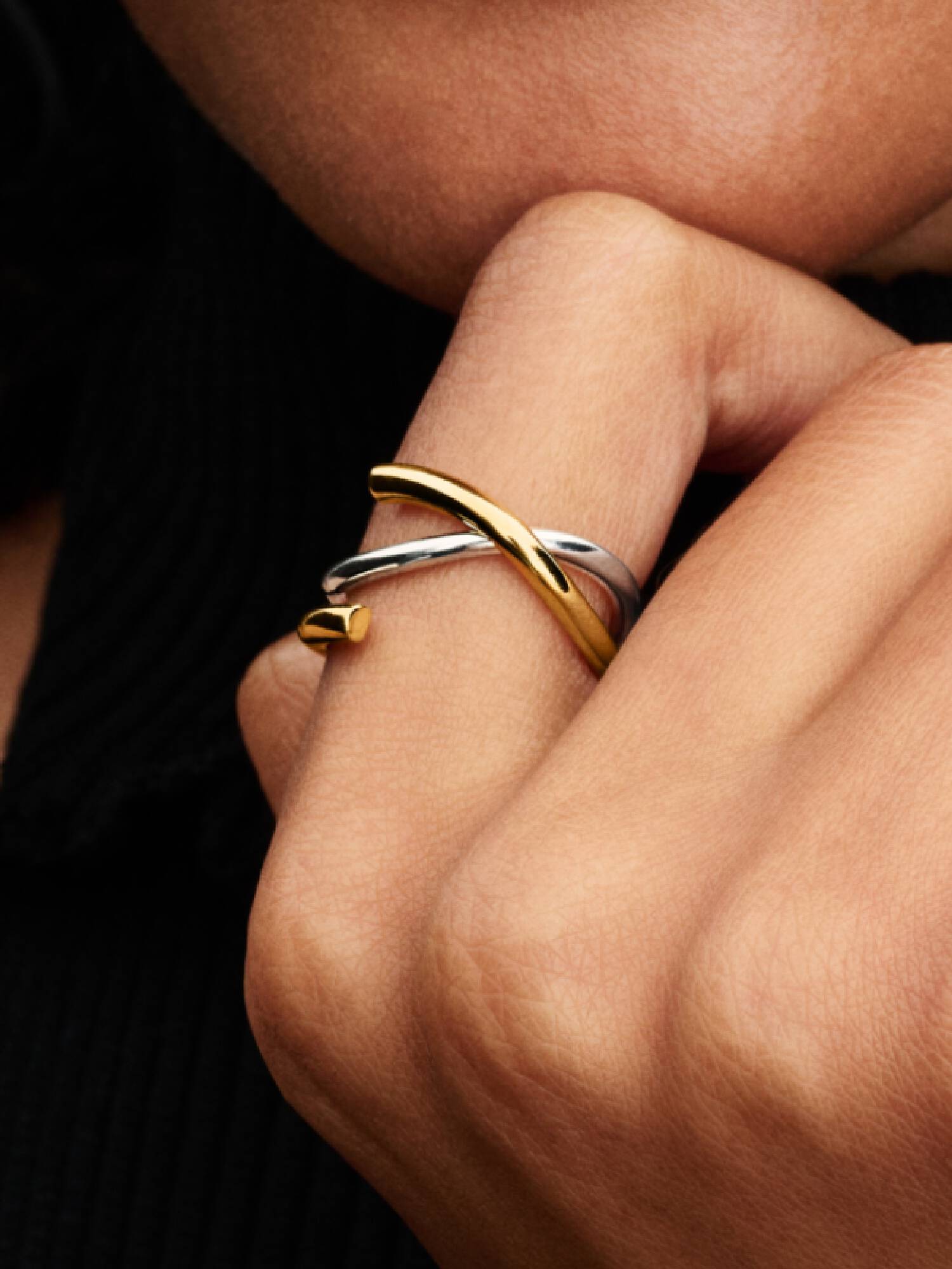 Bague Double Bicolore de Forme Organique
