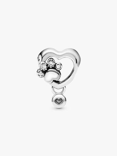Charm Empreinte de patte & Cœur Scintillant
