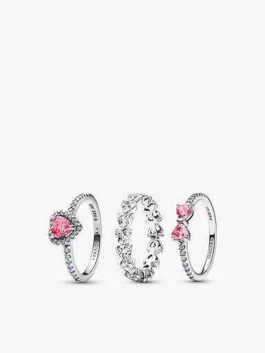 Coffret de bagues Cœur rose et nœud