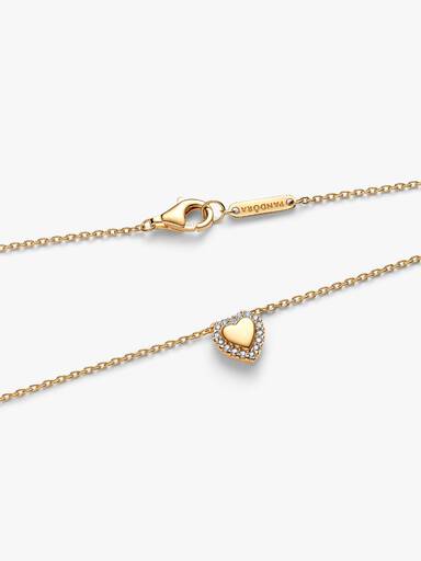 Collier Cœur Halo Gravable Doré