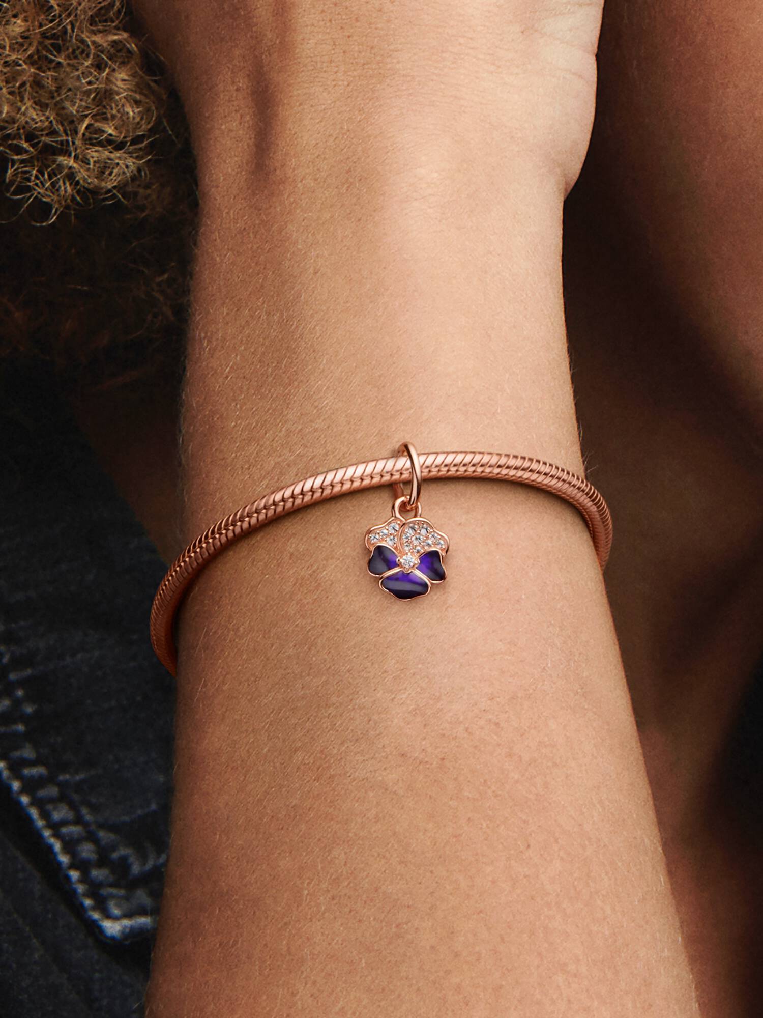 Charm Pendant Pensée Violet Foncé
