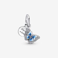 Charm Pendant Double Papillon Bleu & Citation | Pandora FR