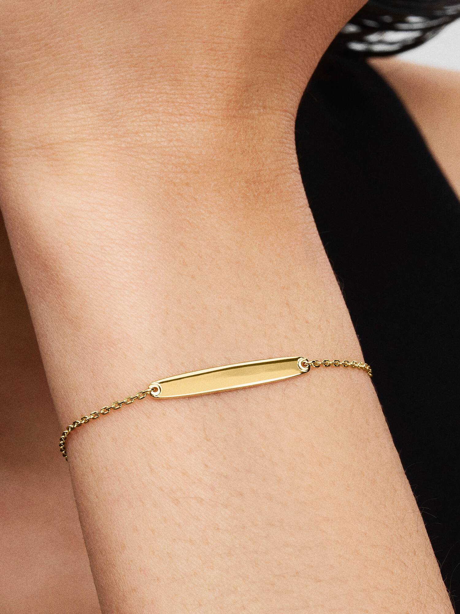 Bracelet à Maillons Barre Gravable Doré