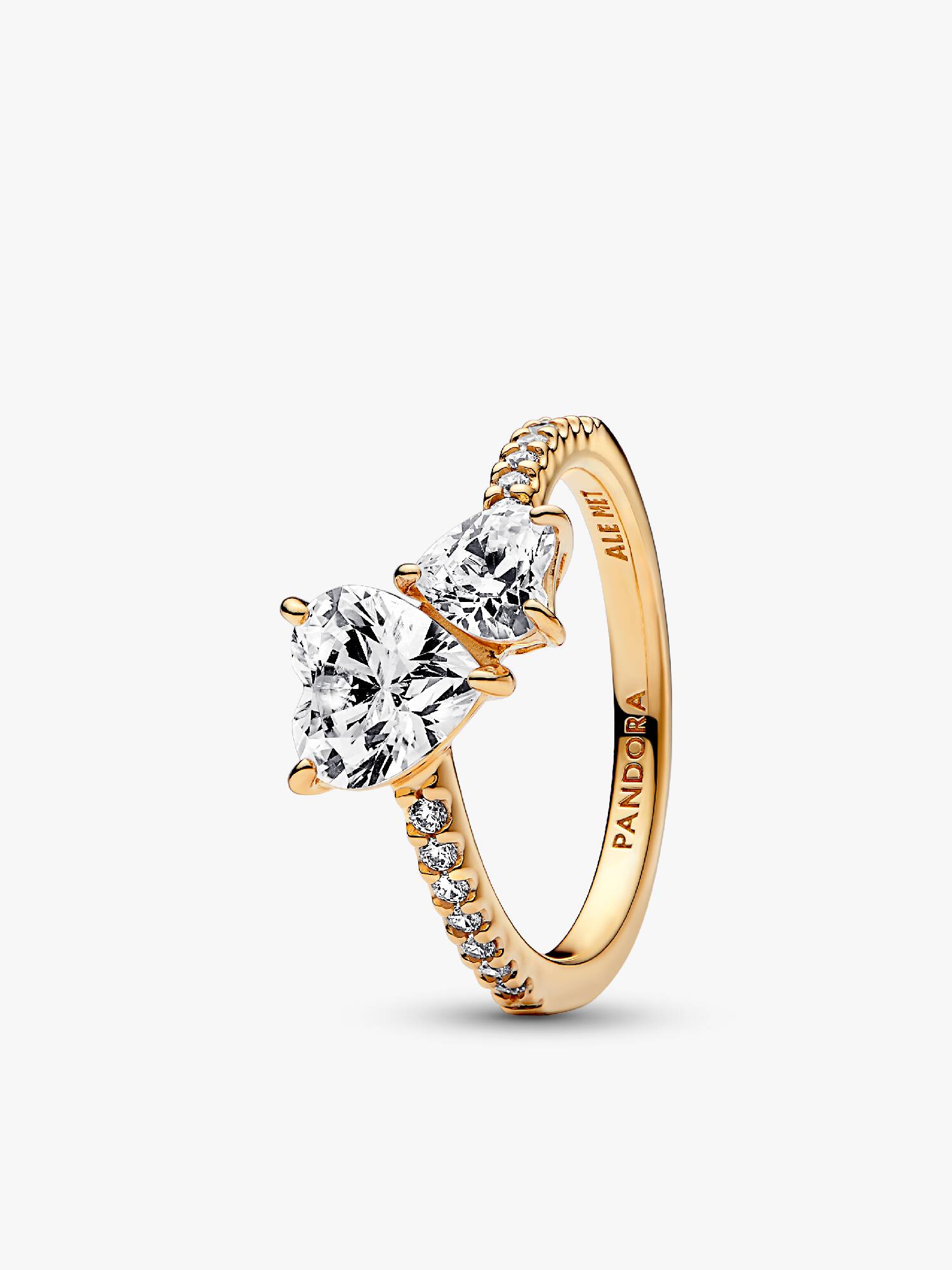 Bague Scintillante Cœur Double
