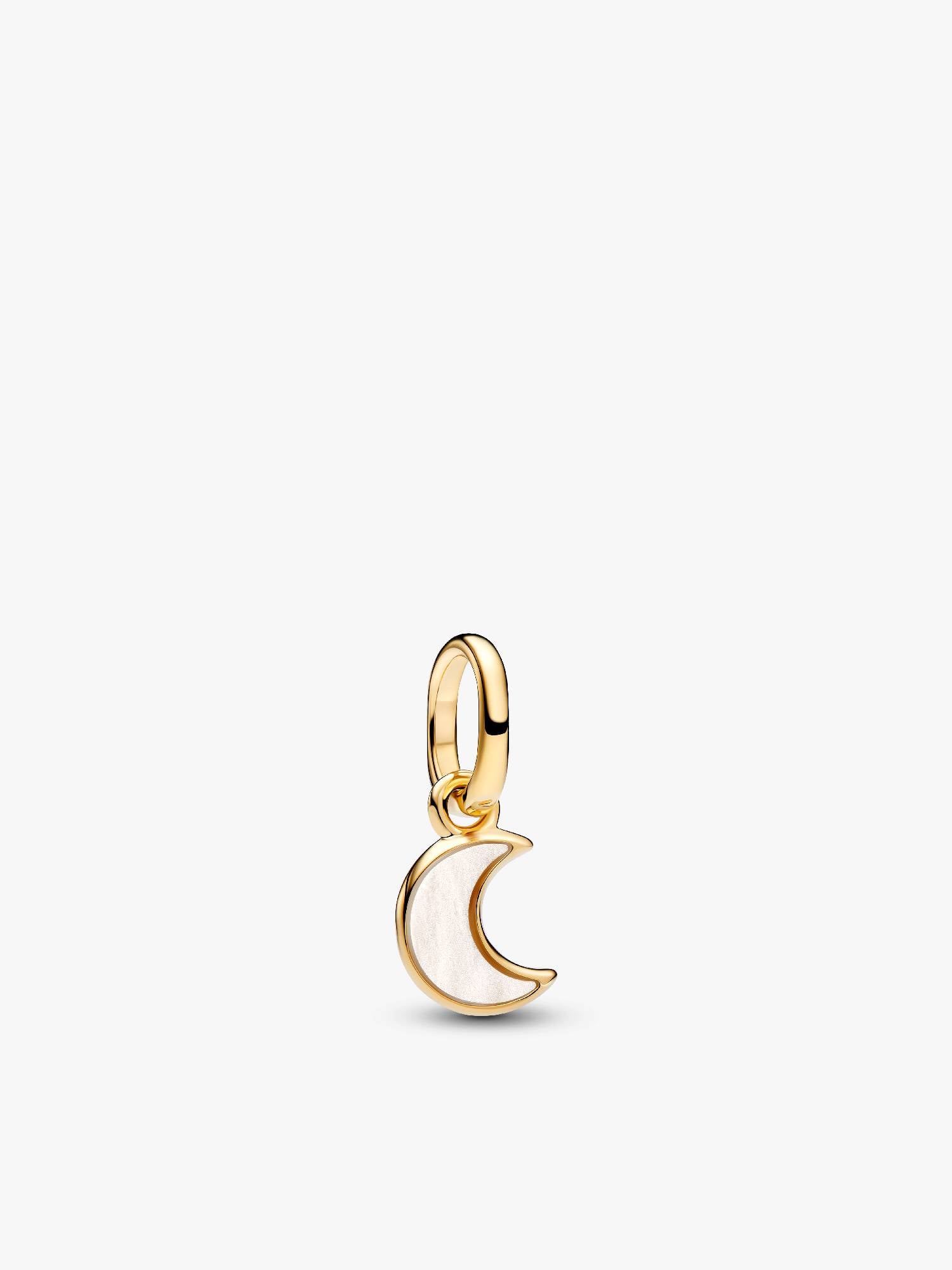 Mini Charm Pendant Croissant de Lune Blanc Doré