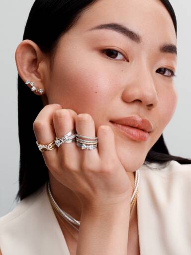 Bague Double Rang Nœud Scintillant