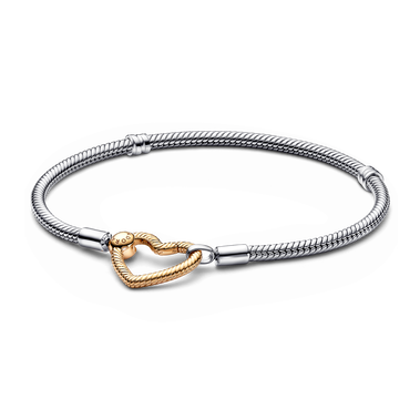 Bracelet Maille Serpent Fermoir Cœur Pandora Moments