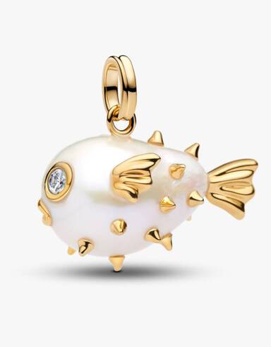 Pendentif Poisson-Globe XL en Perle de Culture d'Eau Douce Traitée