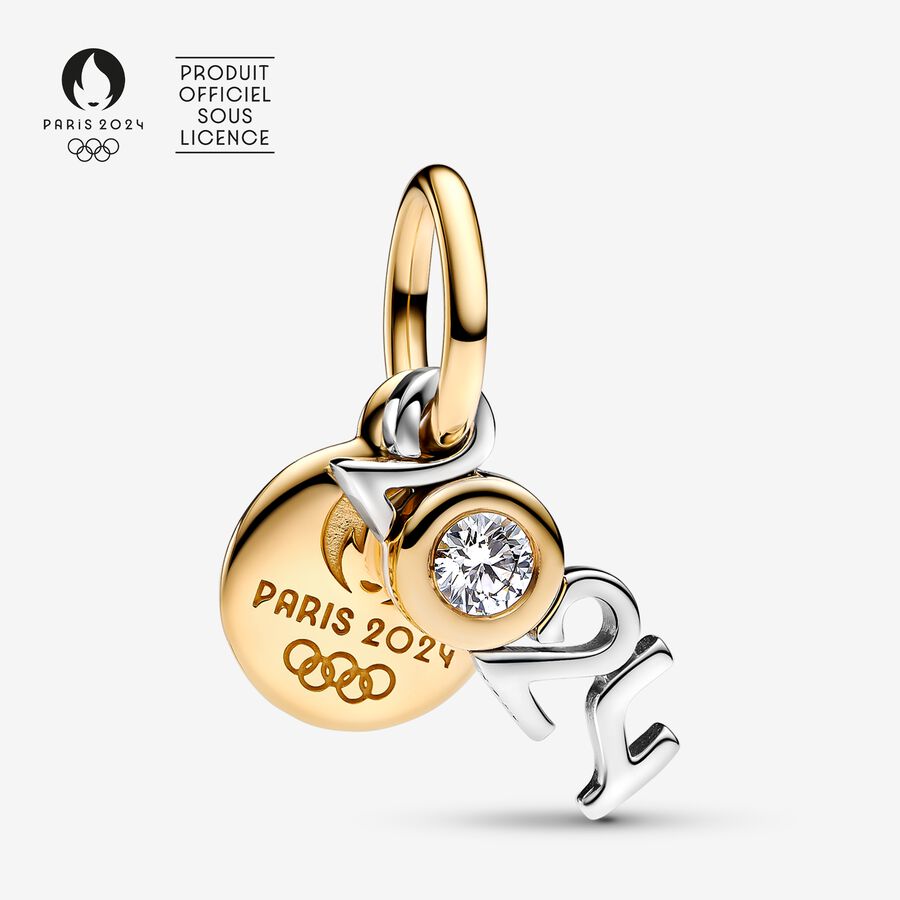 Charm Pendant Double Gravé Diamant de Synthèse Jeux Olympiques de Paris 2024. Edition limitée numérotée 2024 pièces disponibles image number 0